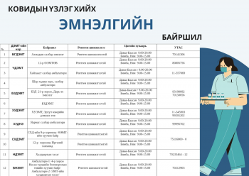 Зөвхөн коронавирусийн халдвараар өвдсөн хүмүүст үйлчлэх 12 амбулатори